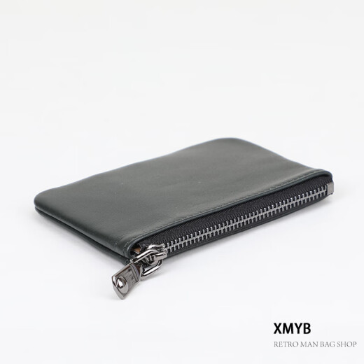 
Kangaroo zipper change key bag genuine leather men's short wallet mini coin handbag women's dark brown small size
