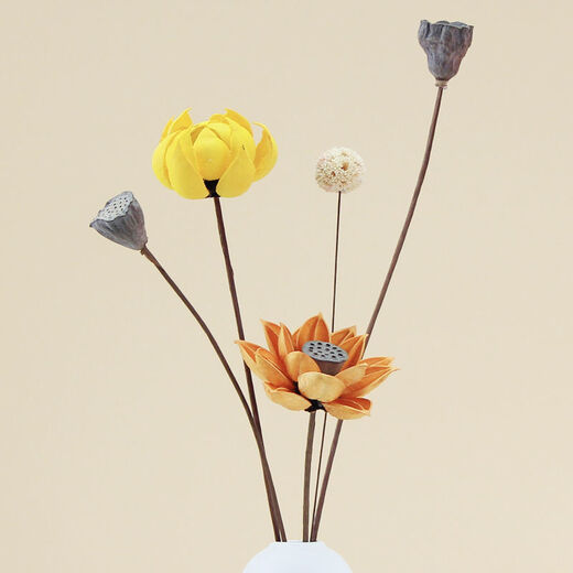 Aiman dried flower bouquet, real flower, air-dried lotus root, natural decorative ornament, lotus flower arrangement, living room decoration, Buddhist Zen lotus, dried flower combination 1103 (without vase)