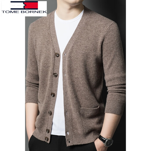 
Tommy Hee Kelly 100% Wool Knit Cardigan Men's Fall Middle-aged Father High-end Fashion Casual Sweater Jacket Autumn Clothes Black 165