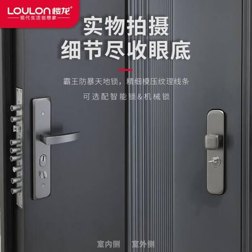 楼龙甲4级防盗门安全门入户门进户门单门子母门别墅庭院大门雅顺 标准门+3D人脸掌静脉AI智能锁 标准尺寸-2050*1050