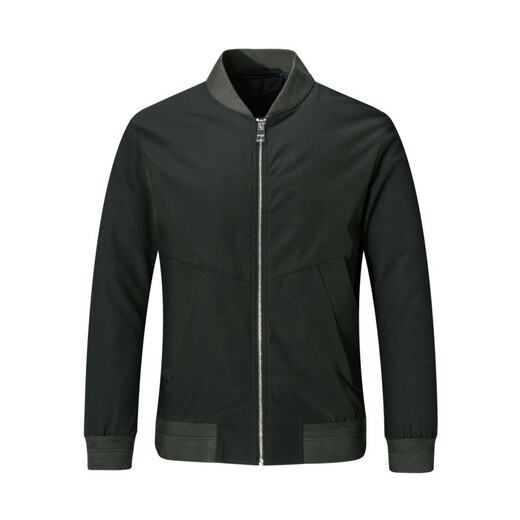 Seven Wolf Jacket Men's Spring Baseball Neck Wool Clean Color Jacket Men's Business Casual Warm Windproof Clothes Top 201 (Dark Green) 185/100A (XXXL)