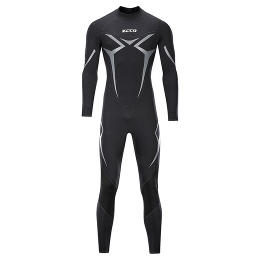 ZCCO new wetsuit one-piece men's 3mm warm and super elastic wear-resistant wet suit cold-proof diving suit winter swimming swimsuit SCR black M