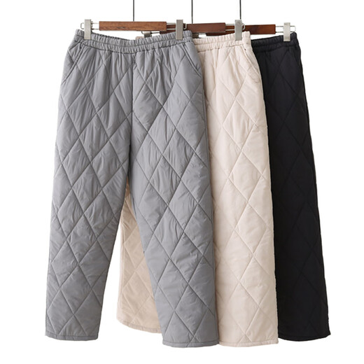 Warm winter duck duck old lady high waist plus fat thickening warm down cotton pants for the elderly winter women old lady light cotton pants winter outer 8312 beige straight 3XL recommended 150-170Jin Jin equals 0.5 kg