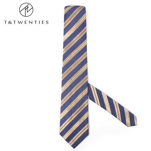 T/zwanziger Jahre Herren Mulberry Silk Seidenbreite Krawatte Herrengeschäft Formale Wege Professionelle Interview Marke handgefertigte blaue Stripted-Krawatte AS2677 Big Arrow 8,5 cm breit