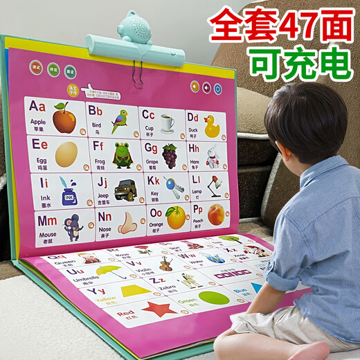 
Carlbee Children's Chinese and English Point Reading Books Children 0-3 Story Machine Voice Books Boys and Girls Learning Enlightenment Gifts Upgrade [Rechargeable] 56-side 28-page 3500 Readings