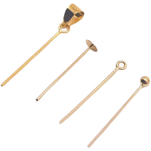 18k gold buckle, universal gold, various plain gold plugs, light bead T-pin, full-hole pearl sealing, back cover, 18K gold, light yellow, circle T-pin, 20MM each