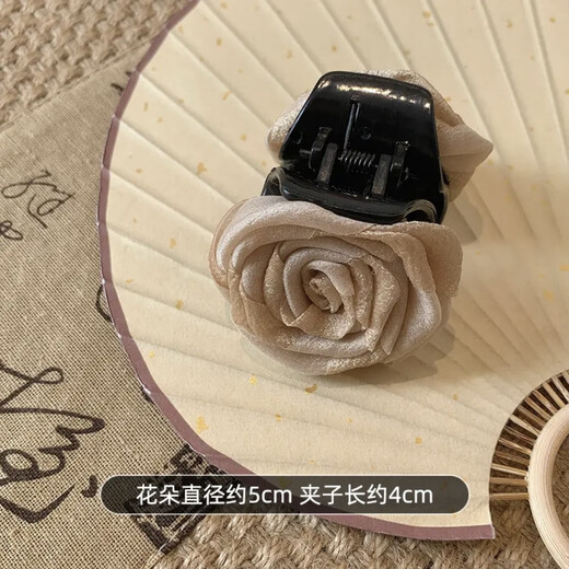 Dry Rose High Ponytail Clip Temperament and High-end Hair Clip for Women 2024 New Back of Head Shark Clip Dry Rose Milk Tea Color One