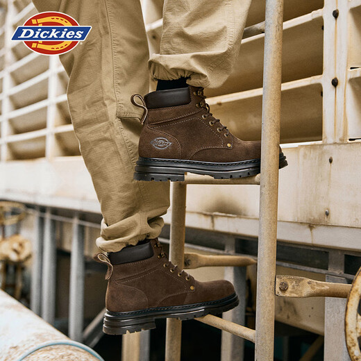 Dickies Martin Boots Men's Boots Winter New Men's Trendy and Versatile British Style Boots Men's Thick Sole Heightening Work Boots Coffee Color 46