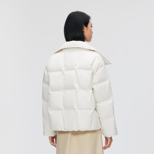Bosideng (BOSIDENG) down jacket goose down women's lapel new national standard 90 velvet shopping mall fashion versatile same style slim jacket store manager recommended milk white diamond pattern jacquard 8958 XL 175/96A weight about 140-160Jin Jin equals 0.5 kg