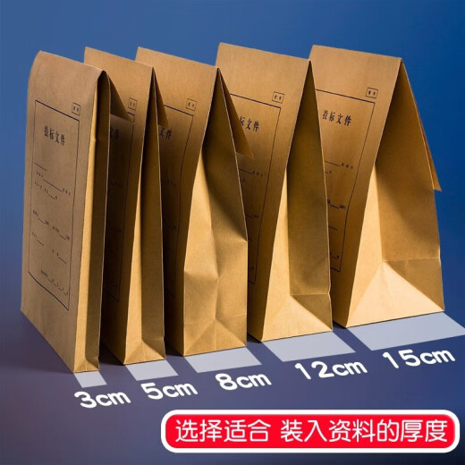 于字简 A4投标专用文件袋进口木浆招标资料袋牛皮纸档案袋15cm 10个装 附带等量密封条 2629