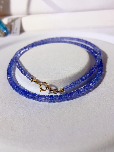 Duyin Ruyi's high-quality ice-type natural tanzanite sapphire Indian faceted 3-4m tower chain necklace