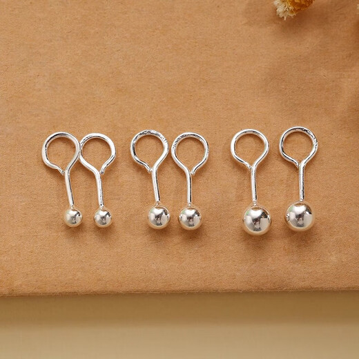 Mansheng Pure 999 Pure Silver Earrings for Women Anti-blocking Tremella Sticks Ear Sticks Ear Needles Men's Ear Holes Simple Small Earrings Earrings 3mm Pearl Earrings Curved Hook 1 Pair