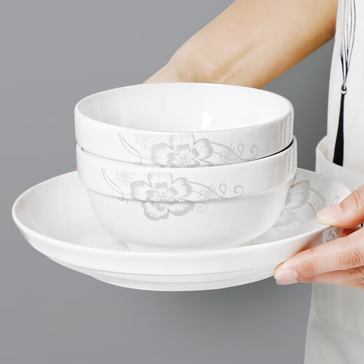 Set de platos 6-10 personas tazones de cerámica simple de cerámica gourmet, platos, tazones, palillos combinados creative housewarming de regalo de regalo Jane Eyre 6 tazones 4 platos 10 palillos 1 tazón de sopa 1 cuchara de sopa 1