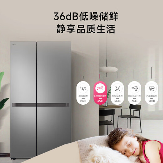 LG664L对开双门冰箱家用大容量 风冷无霜智能变频节能超薄嵌入式 电冰箱冷冻冷藏低噪音分类净味养鲜 【新款店长推荐】银S674MPY11D