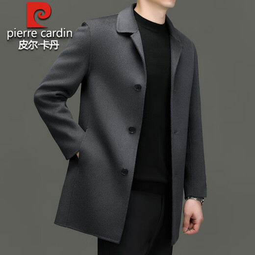 Pier Cardin High-end 100% чисто шерстяной шерстяной пальто для мужчин в середине длины 2024 Новая осень и зимняя утолщенная теплое двойное шерстяное пальто для мужчин глубоковолосый [подарочная коробка] 170 / м / вес 90 ~ 120JIN [Джин равняется 0,5 кг]