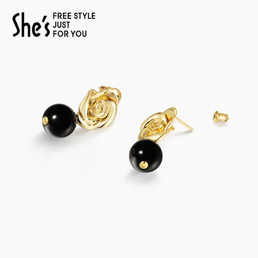 She s Akiko Barbie Elegant Oil Drop Rose Earrings Fashion Earrings 925 Silver Needle Earrings Light Luxury Birthday Gift for Women Round Beads SPE8609123G0