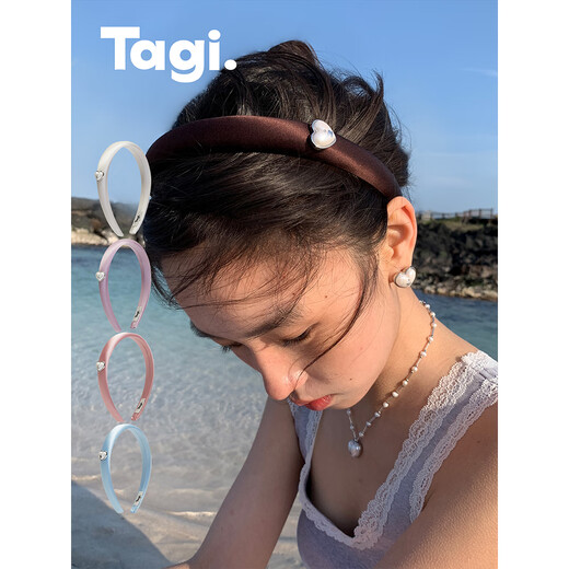 Tagi. Imagine love pounding diamond pearl bulging retro 22m/m silk headband autumn and winter high headband coffee brown