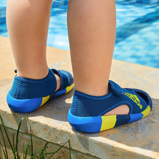 Adidas pontoon AltaVenture Velcro toe-cap sandals summer new style for boys and girls, navy blue and bright yellow D97199 21 (120mm)