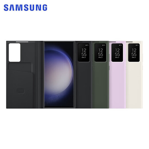 三星（SAMSUNG）Galaxy S23 Ultra原装手机壳 智能视窗保护套s23u插卡式保护壳 黑色