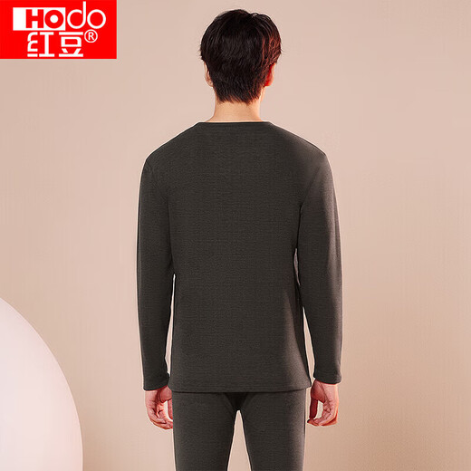 Red Bean Thermal Underwear Men's Velvet Thickened Antistatic Autumn Clothes Autumn Pants Bottoming Warm Set Ink Gray