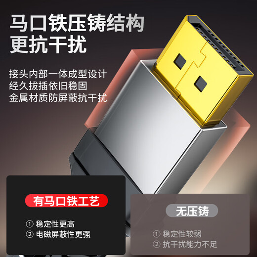 晶华DP线1.4版8K高清2K240/165Hz DisplayPort电脑显卡笔记本接显示器电竞连接线31.5米H698E