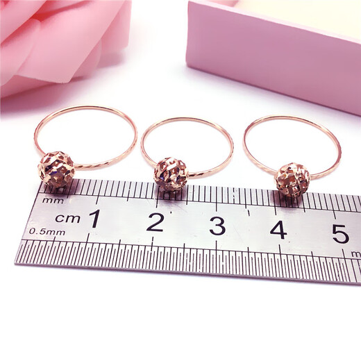 Baozha ladies 14K color gold real gold ring with beads design purple gold 585 gold 14K rose gold temperament ladies size 10