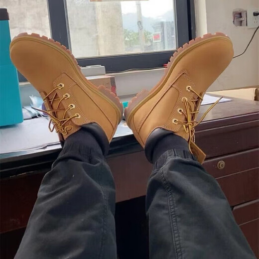 添柏岚（Timberland）经典踢不烂大黄靴休闲增高男女鞋中帮户外真牛皮防水工装马丁靴潮 黄色中帮(偏大一码) 40