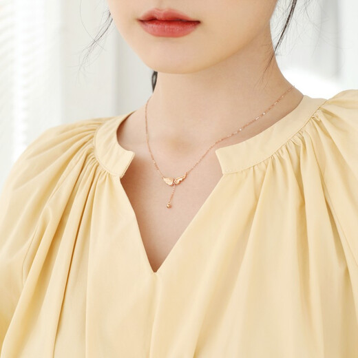 Chow Sang Sang 18K Rose Gold Necklace Mint Series Angel Wings 92773N Pricing 47cm
