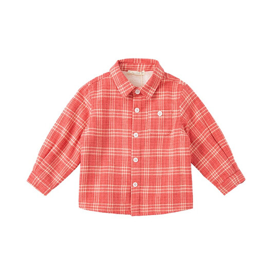 DAVE&BELLA velvet plaid girls' shirts children's shirts boys' long-sleeved tops autumn and winter bottoming shirts baby winter middle and large children red plaid 100 cm (4Y (recommended height 90-100cm))