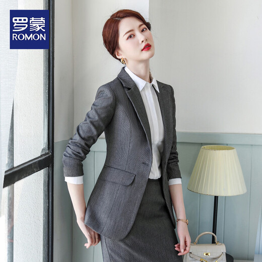 Luo Meng 2025, женский весенне-осенний стиль, небольшой костюм, облегающий топ, модный стиль, удобный тканевый костюм с длинными рукавами для женщин, серый костюм + брюки 3XL