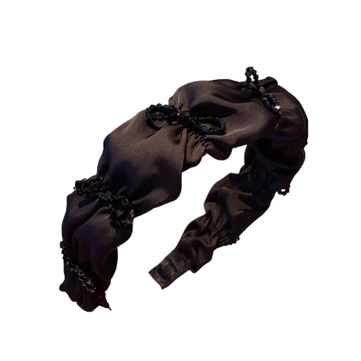 Xiao Qinggua 2025 popular style bow black high skull hairpin pleated hair hoop simple versatile hairpin birthday gift for women black rhinestone hair hoop F2649