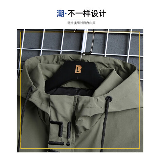 WassupSohot official men's jacket spring and autumn new jacket men's trendy casual tops fashionable loose men's military green XL (recommended 125-135Jin [Jin equals 0.5kg])