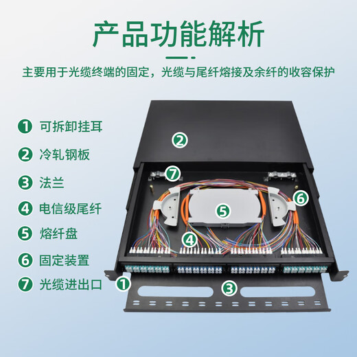 Ruichang Jiekang ODF fiber distribution frame 12 core 24 core 48 core 72 core 96 core 144 core 288 core network module box optical cable fusion box 19-inch cabinet type tail fiber fusion disk 1u96 core lc full-fit high-density empty box (including melt fiber tray)