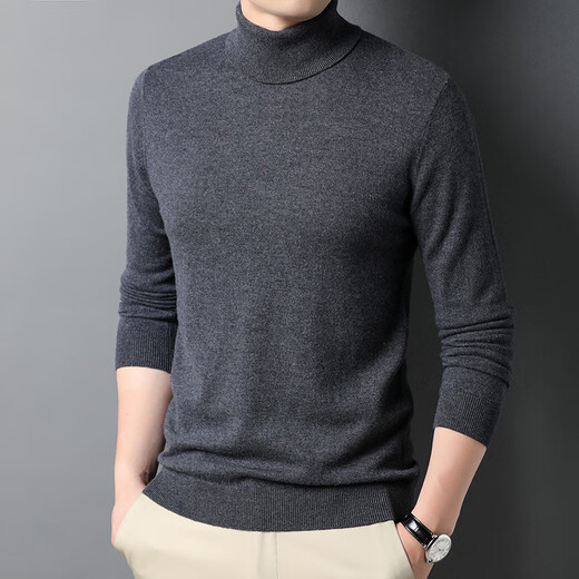 
Anyilun Ordo City cashmere sweater men's turtleneck sweater thickened pure cashmere sweater double lapel winter knitted base shirt turtleneck/molan 185/XXXL Recommended 170-185