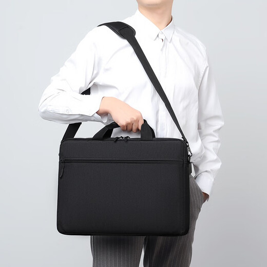 Qingxi laptop bag portable 14-shoulder 16-inch suitable for Lenovo Savior Y7000 gaming laptop Tianxuan 6pro black thick style with trolley case strap + shoulder strap 15.6-16.1 inches