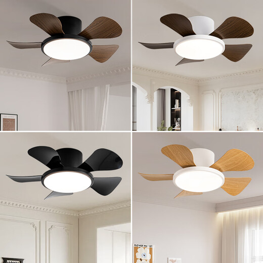 Weather vane children's room bedroom fan light Macaron small ceiling fan light household silent aisle balcony thin ceiling fan light 29-724A full white - ceiling