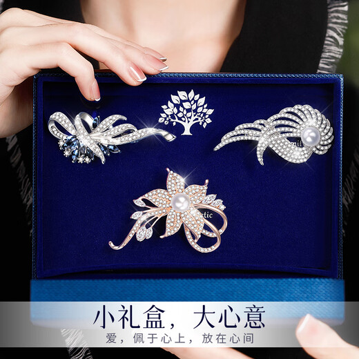 Huaying (HUAYING) Light Luxury High-end Brooch Ladies Corsage Set Gift Box Jewelry Anniversary Birthday Gift for Girlfriend and Wife Light Luxury and Elegant *Angel Wings Brooch*Exquisite Gift Box