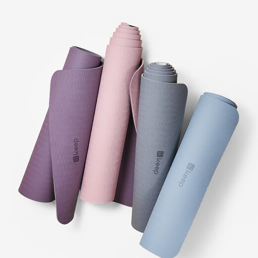 Halten Sie die Dehnungsmatte Yogamatte, zweifarbige, dicke, verlängerte Fitnessmatte, Slip-Yoga-Sprungmatte TPE 12801 Klassischer 61 cm dunkelgrau/silbergrau-7mm halten