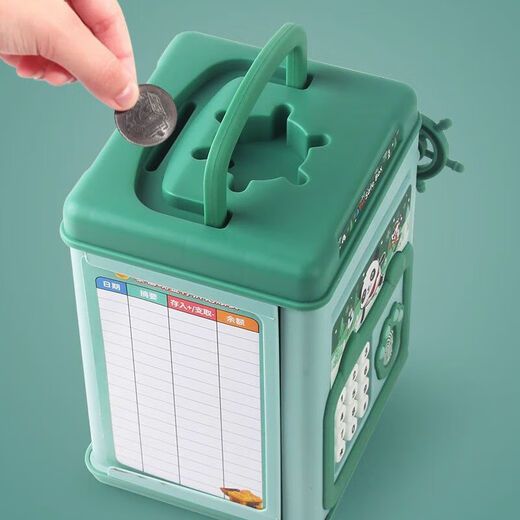 Idle Valley Haru Children's Piggy Bank with Password Fingerprint Girl Princess Can Save and Retrieve Boy Internet Celebrity Piggy Bank Birthday Gift Portable Fingerprint Password Piggy Bank - Mint Green