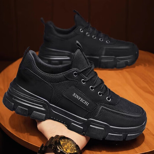 Qiaoyi waterproof anti-slip short boots 2024 spring and autumn men's wear-resistant work shoes versatile short-tube construction site work shoes men's sneakers spring and summer trendy men's shoes black size 41