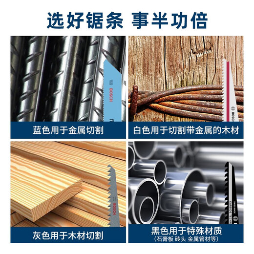 Bosch (BOSCH) imported saber saw blade electric saw reciprocating saw blade metal cutting rapid profile pipe stainless steel aluminum alloy cutting metal S1225VF professional type (5 pieces)
