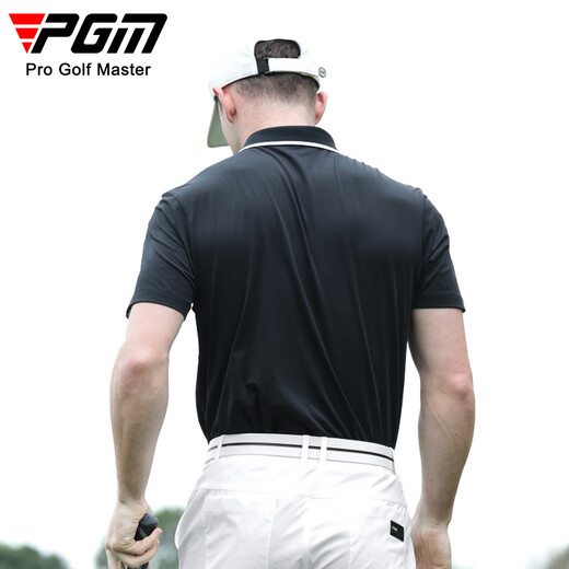 PGM高尔夫服装 男士夏季短袖T恤 透气打孔 运动服装 golf上衣 YF683-黑色【上衣】 2XL