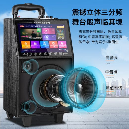 Konka square dance audio with display screen wireless microphone high volume home ktv singing live broadcast karaoke karaoke machine Bluetooth all-in-one video outdoor mobile trolley speaker 20-inch Bluetooth version + 1 microphone + 32GU disk