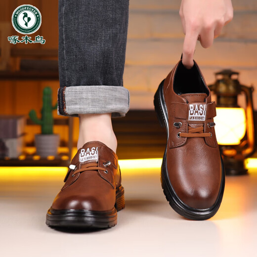 Zapatos de cuero de pájaros carpinteros para hombres 2024 Autumno e invierno Nuevos zapatos de trabajo de cuero genuino y transpirable