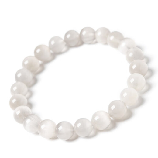 DENIOT collection-grade natural white hair crystal bracelet one thing one picture full hair straight hair cat eyes silver hair crystal silver titanium crystal bracelet men and women F3897 model 13.5mm