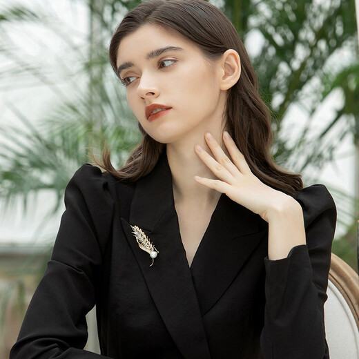 SENDME Wheat Ear Brooch Women's High-end Corsage Suit Pin Fashion Accessories Birthday Gift for Girlfriend Wheat Ear Brooch