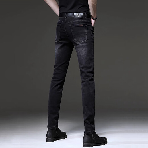 Western Tour Jeans Men 2025 New Pants Men Trendy Retro Small Foot Men's Pants Stretch Casual Pants Men Customized 1049 Gray XXS 36