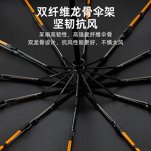 Fully automatic folding umbrella for men and women, large double student reinforced anti-storm parasol, style shipped randomly, black 24 ribs
