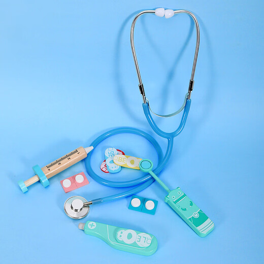 Yunya Children's Stethoscope Doctor jouant la maison Toys Science Publization Infirmière Pièce à main Bébé jouant en bois ensemble de jouets Doctor Médical Box Toy Set + Doctor's Suit + Hat