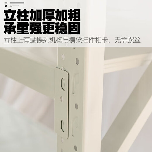 Guhao Warehousing Shelves Warehousing Home Storage Racks Lightweight Thickened Load-bearing Warehouse Display Racks Express Shelves Medium-sized Cargo Racks White-Four-Layer-Main Rack Medium-sized Thickened 270kg/Layer 200*50*200cm